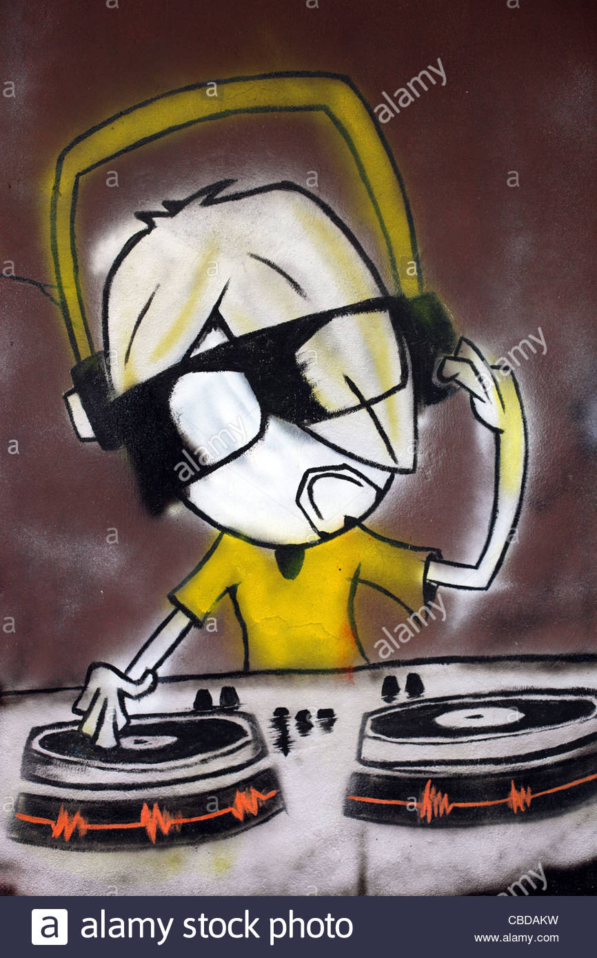 866x1390 Graffiti Street Art Of Dj Disc Jockey. Kota Kinabalu, Sabah