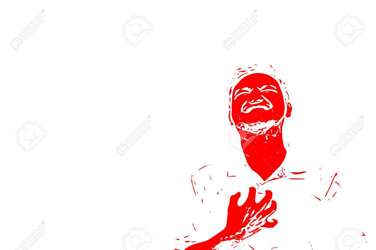 1300x866 Sketch Drawing Of Man Pain From Disease Heart Attack In Healthcare