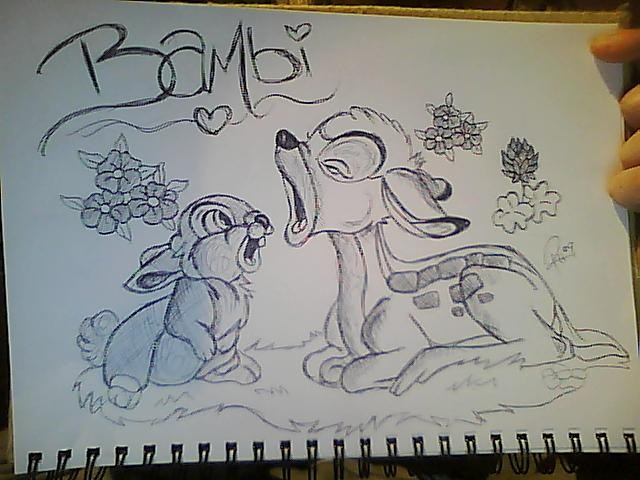 640x480 Bambi Drawing By Rosiehphotographer