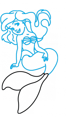 215x382 How To Draw Litlle Mermaid Ariel, Disneys Cartoons, Easy Step By