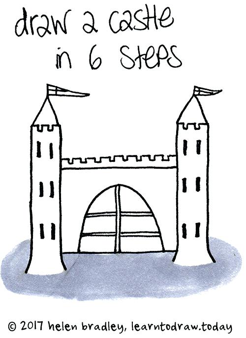 500x687 Castle Drawing Easy Disney Castle Drawing Step Step