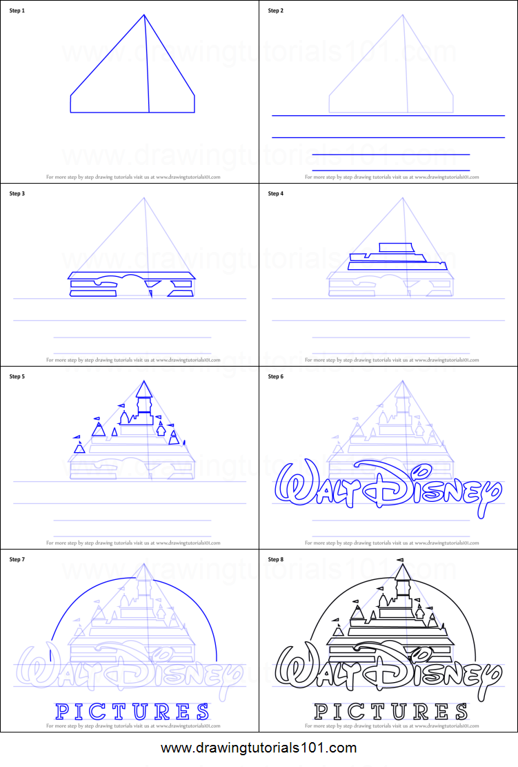 751x1111 How To Draw Walt Disney Logo Printable Step By Step Drawing Sheet