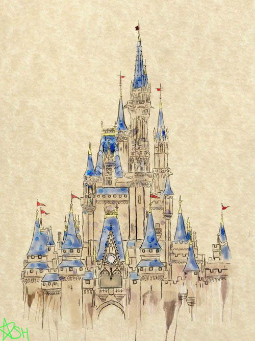 Disney World Castle Drawing at GetDrawings | Free download