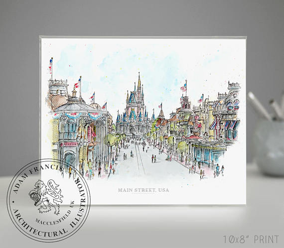 570x498 Main Street Usa Disney World Art Prints Taken From My Pen
