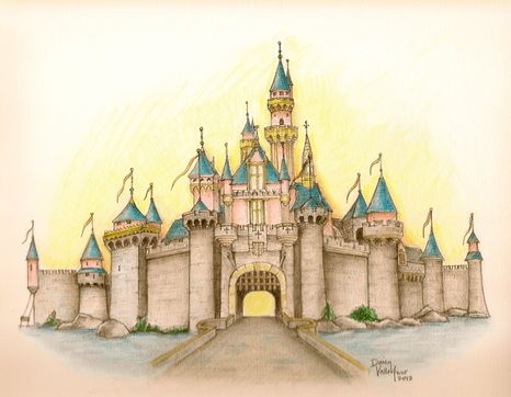 466x362 Disneyland Colored Pencils Drawings Disneyland Castle 2012
