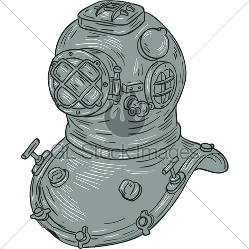 500x500 Old School Diving Helmet Drawing Gl Stock Images