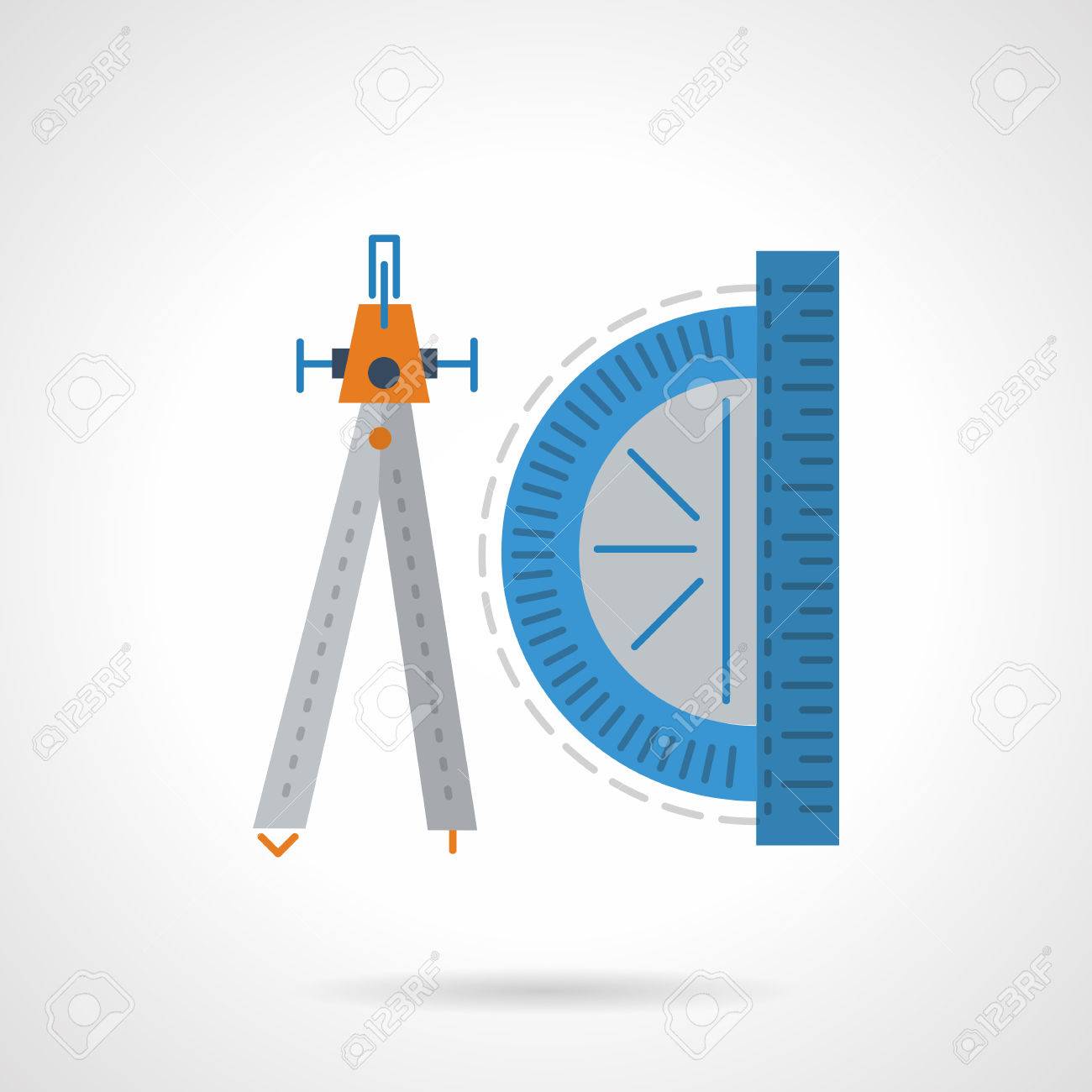 1300x1300 Blue Protractor And Gray Compasses Or Divider. School Supplies