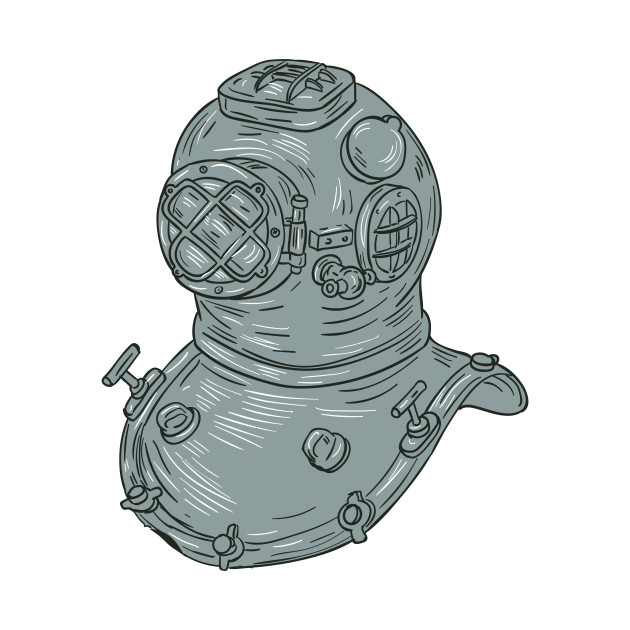 630x630 Old School Diving Helmet Drawing