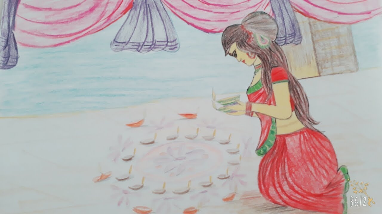 1280x720 Diwali Drawingeasy Step By Step Diwali Drawinngdiya Drawing