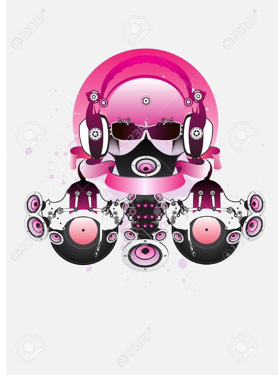 964x1300 Fantastic Dj With Glasses And Headphones. Drawing Can Be Used