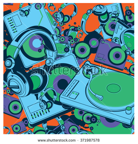 450x470 Vector Colorful Turn Table Dj Set Pattern Background Vector
