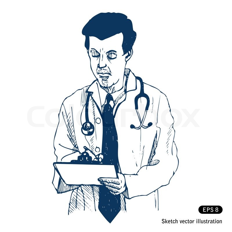 800x800 Doctor, Drawing, Sketch Stock Vector Colourbox