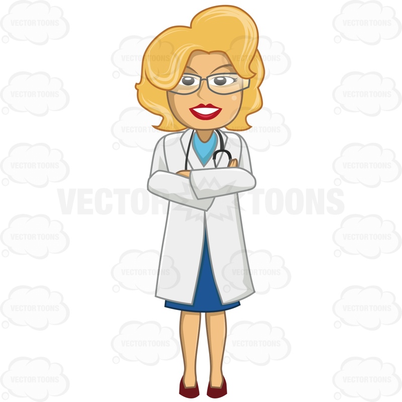 800x800 Female Doctor Standing With Her Arms Crossed And Smiling Cartoon