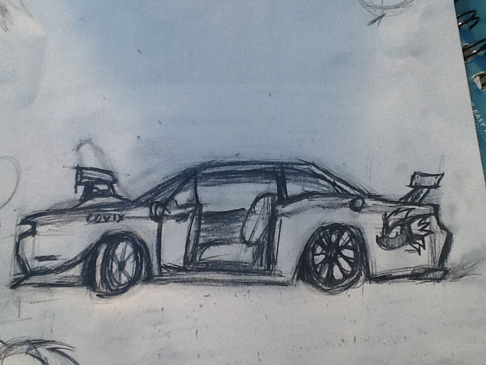 960x720 Car Drawing Dodge Challenger Side View By Jwolve71