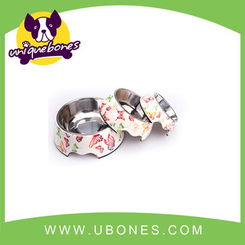 350x350 Stainless Steel Bone Colored Drawing Bowl Cat Dog Bowl