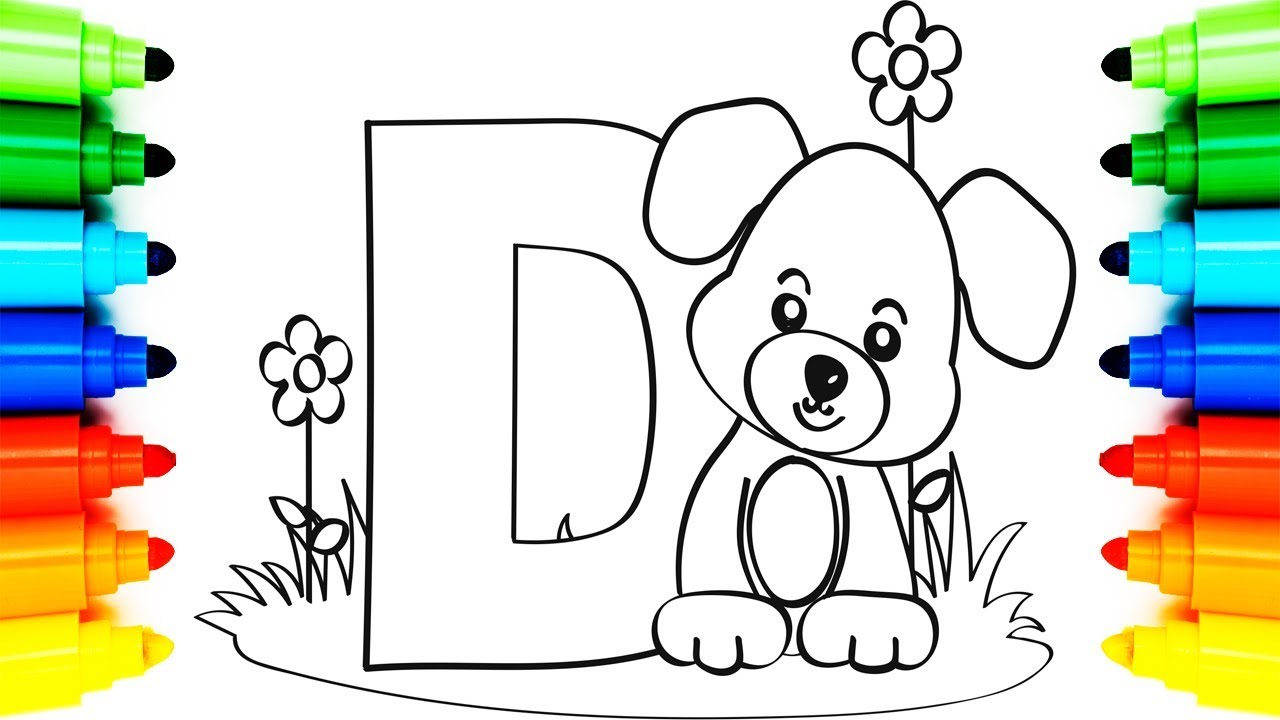 1280x720 How To Draw Alphabet Coloring Book Letter D Dog Animation
