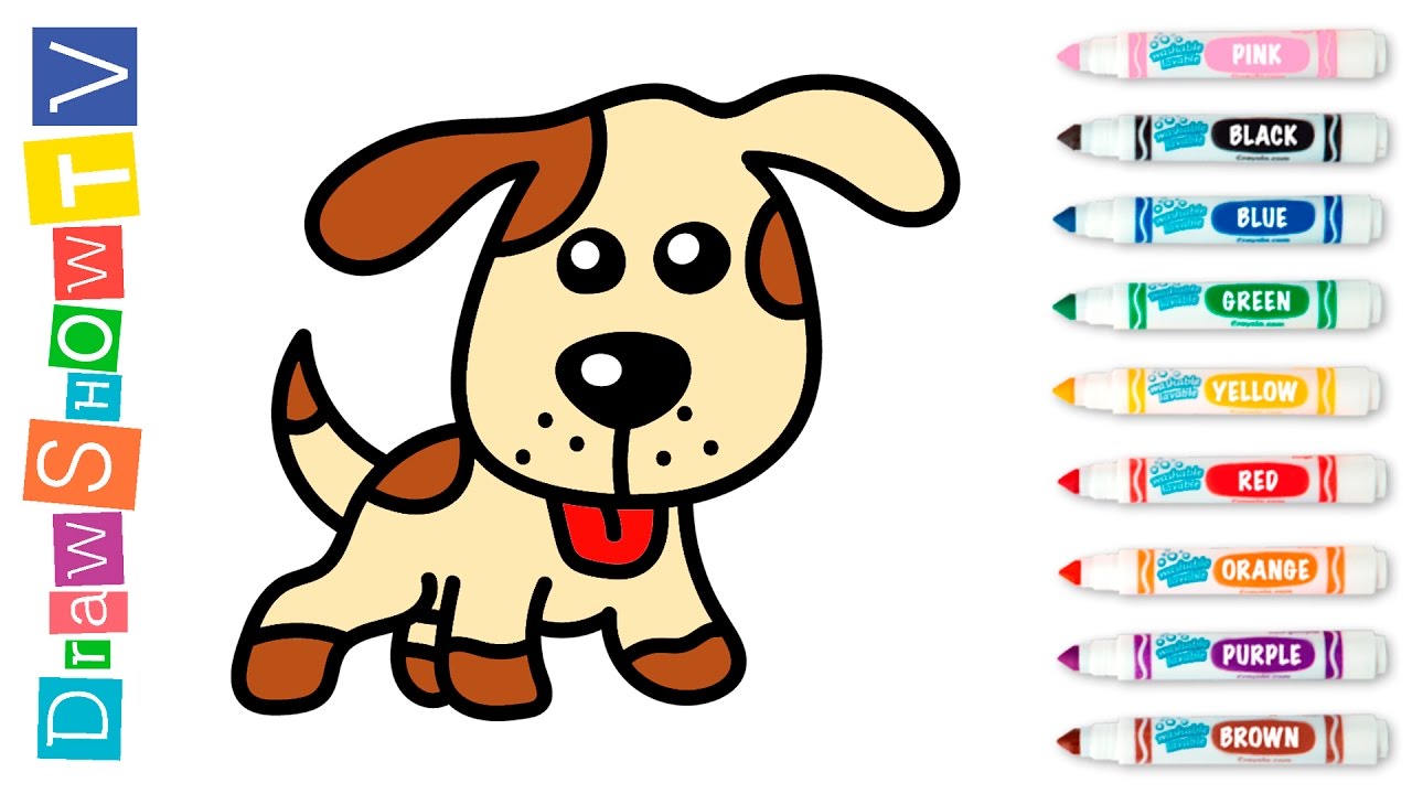 1280x720 How To Draw Dog Coloring Book For Kids Learning Painting