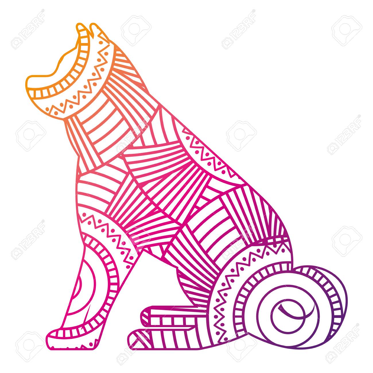 1300x1300 Hand Drawn For Adult Coloring Pages With Dog Sitting Vector
