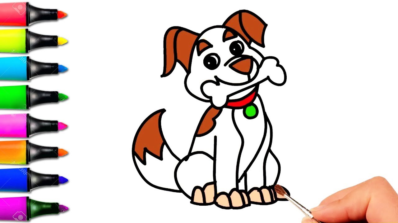 1280x720 How To Draw A Dog Coloring Pages For Kids Teach Drawing Learn