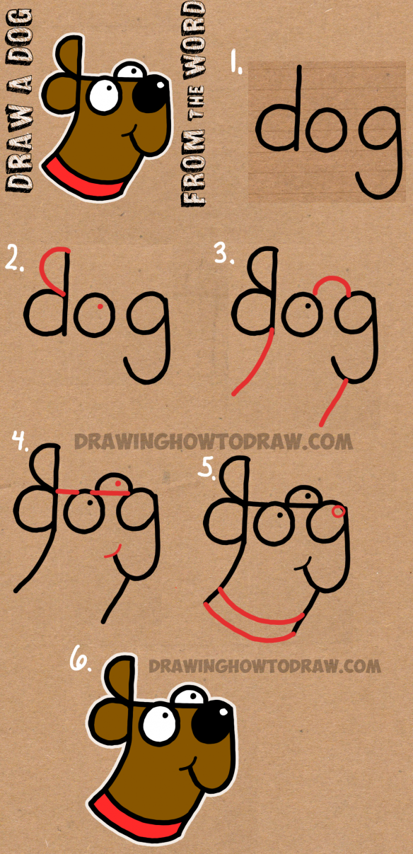 584x1208 How To Draw A Dog From The Word Dog