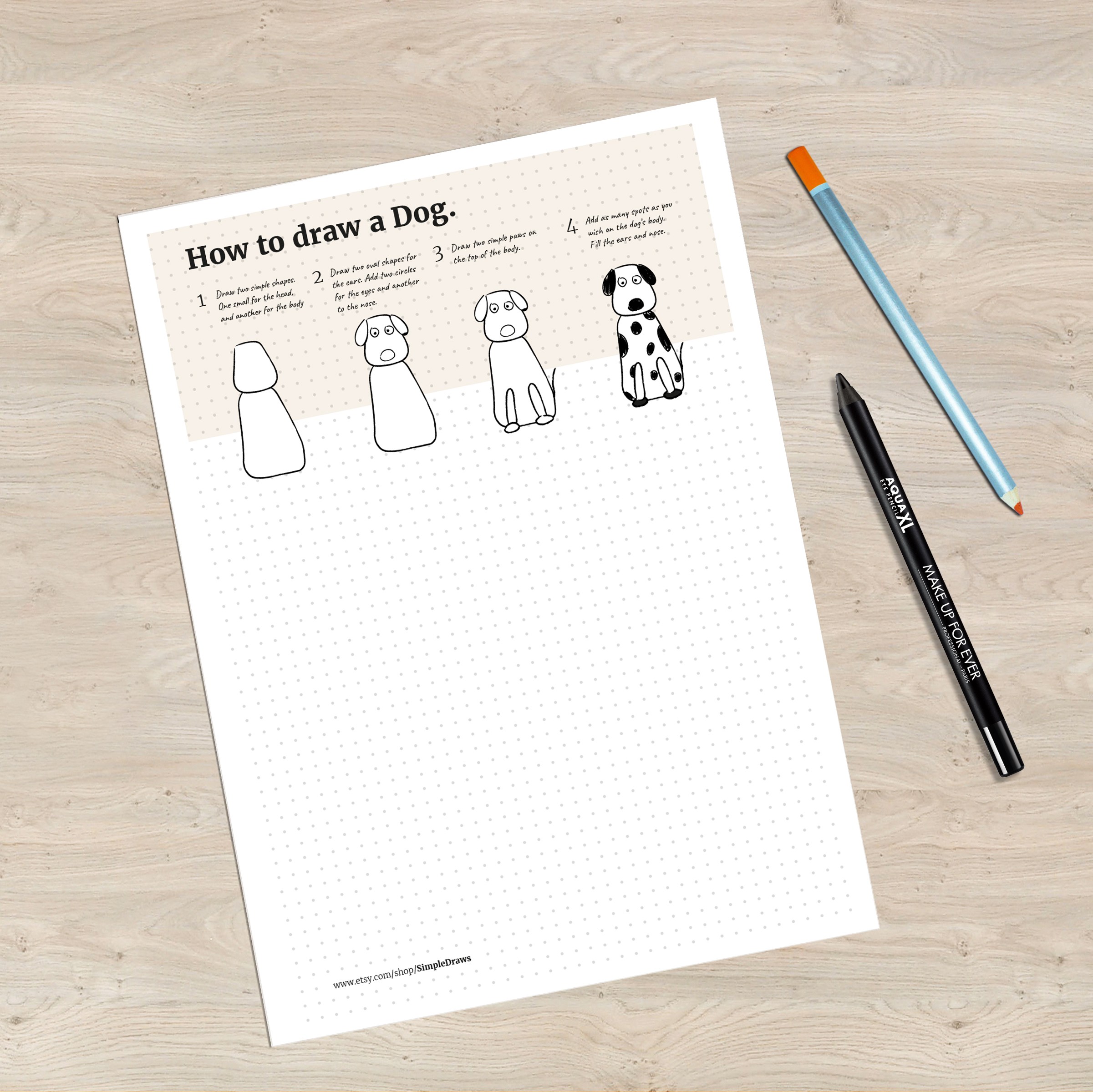 2401x2400 How To Draw A Dog Drawing For Kids Printable Pdf Simple Draws