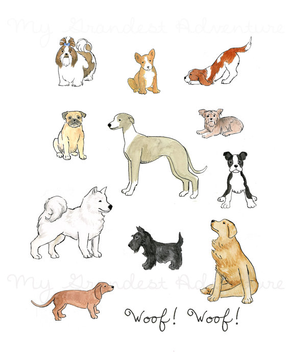 570x712 Children's Dog Wall Art Print The Dogs Dogs By