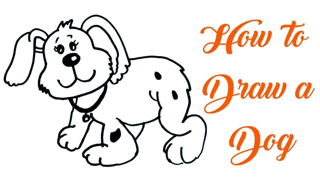 1280x720 How To Draw A Dog For Kids Drawing Of Animals Easy Step By