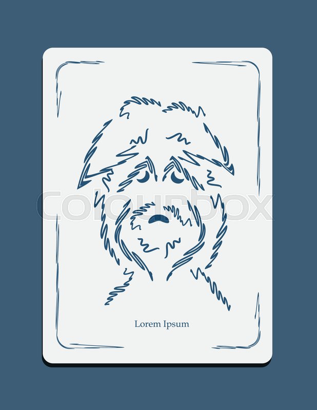 618x800 Sketch Drawing Funny Dog Head Pet Vector Illustration Stock