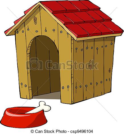 436x470 Dog House And Bowl With A Bone Vector Illustration Eps Vector