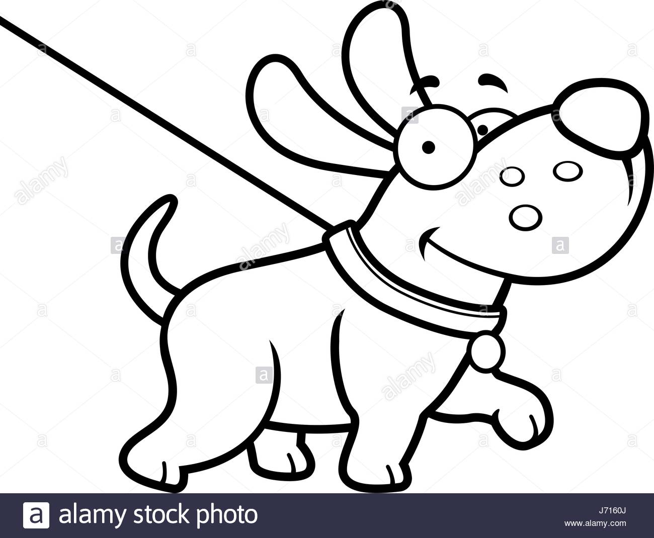 1300x1070 A Cartoon Illustration Of A Dog On A Leash Going For A Walk Stock
