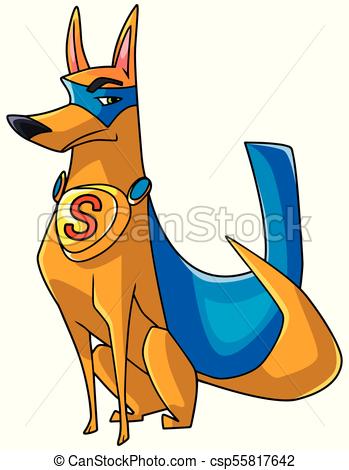 349x470 Super Dog Sitting. Full Length Funny Illustration Of A Eps