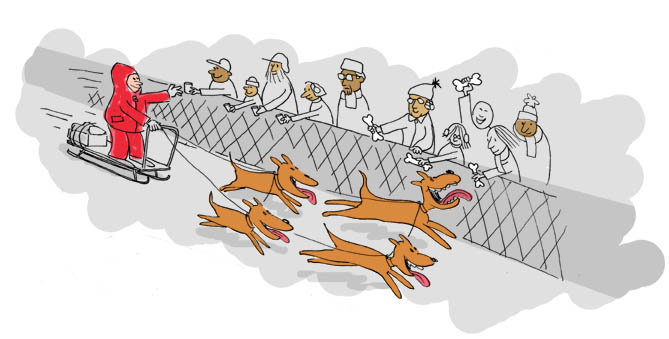 669x339 Mike Lynch Cartoons New Dog Sled Race T Shirt