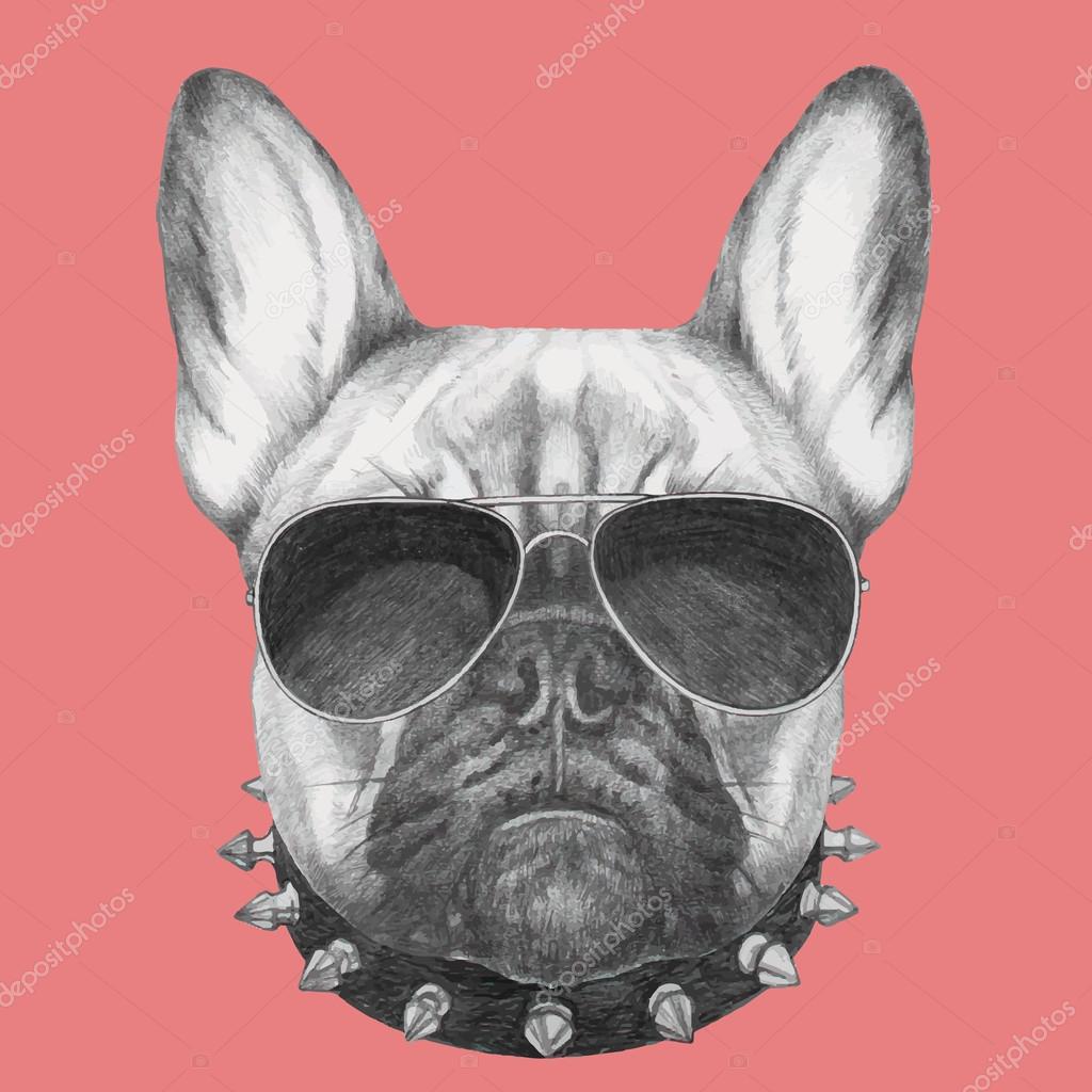 1024x1024 French Bulldog Dog With Sunglasses Stock Vector Victoria Novak