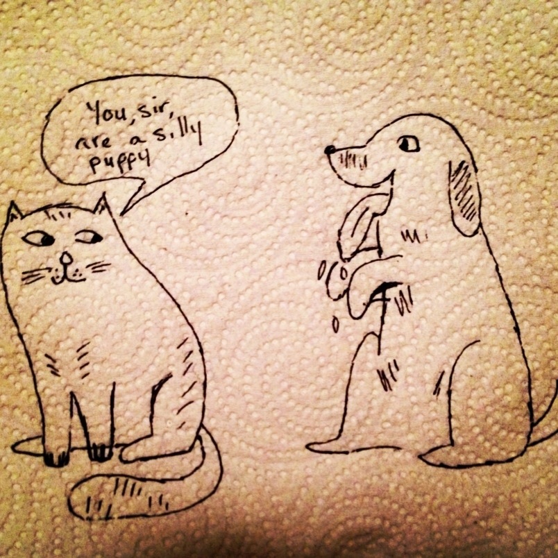 804x804 Cat And Dog Drawing Paper Towel Lunch Art