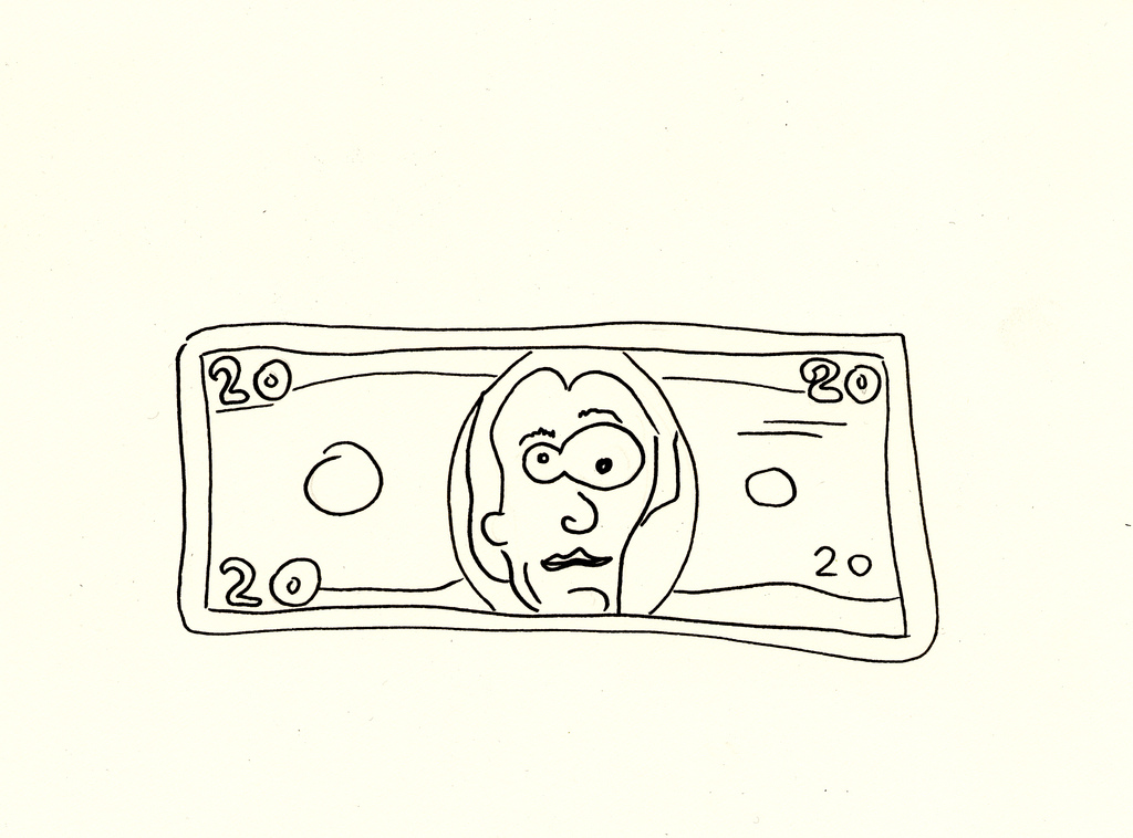 1024x758 20 Dollar Bill, Ink Drawing America's Favorite Bill