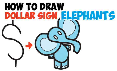 500x302 How To Draw Cartoon Elephant From The Dollar Sign
