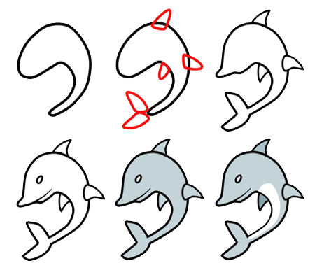 450x396 How To Draw Cartoon Dolphin