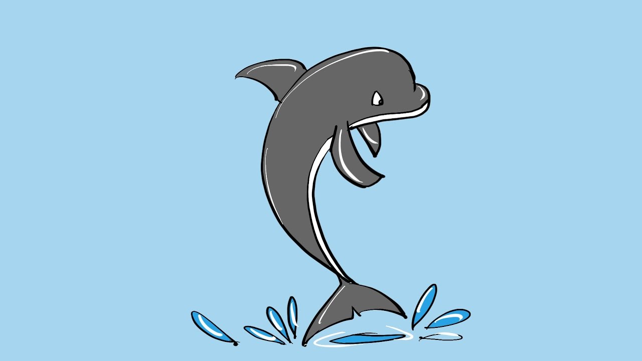 1280x720 How To Draw Dolphin Coloring Step By Step Learn Drawing