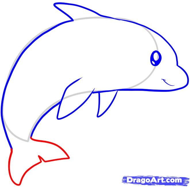 661x649 How To Draw A Dolphin For Kids, Step By Step, Animals For Kids