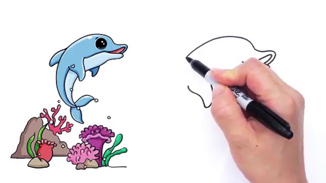 1280x720 How To Draw A Cartoon Dolphin Cute And Easy