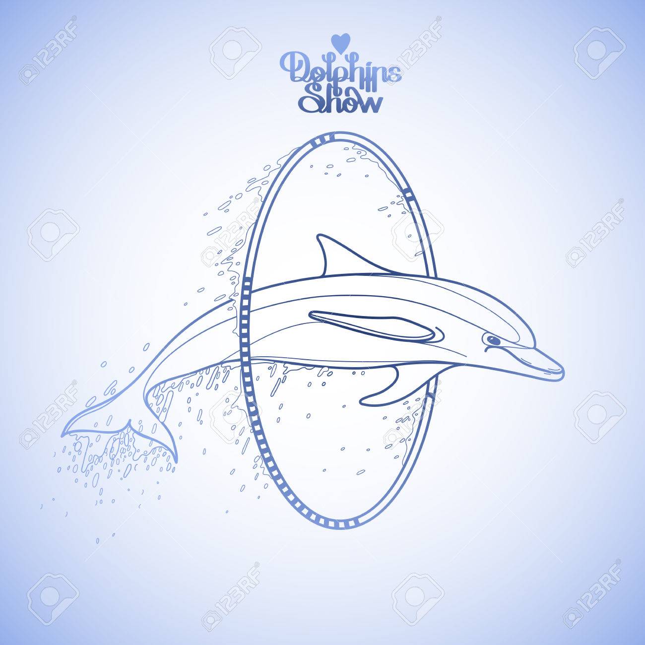 1300x1300 Graphic Dolphin Jumping Through A Hoop. Summer Water Performance