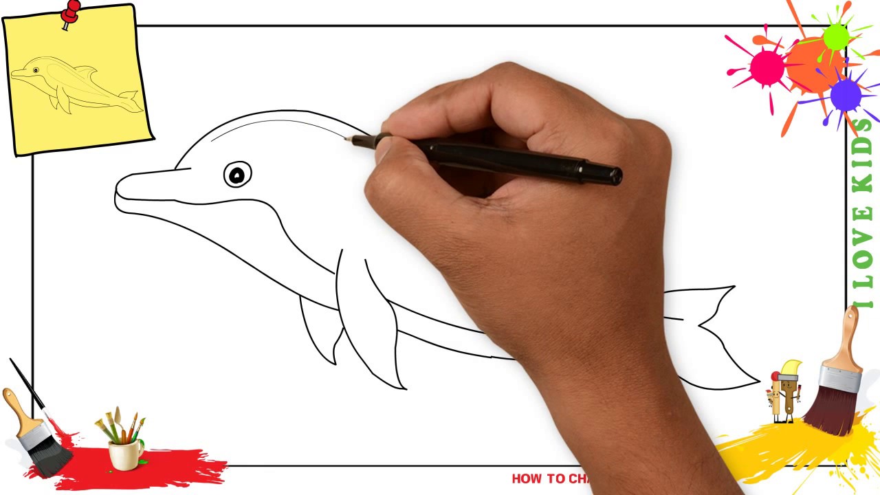 1280x720 How To Draw A Dolphin 2 Simple, Easy Amp Slowly Step By Step
