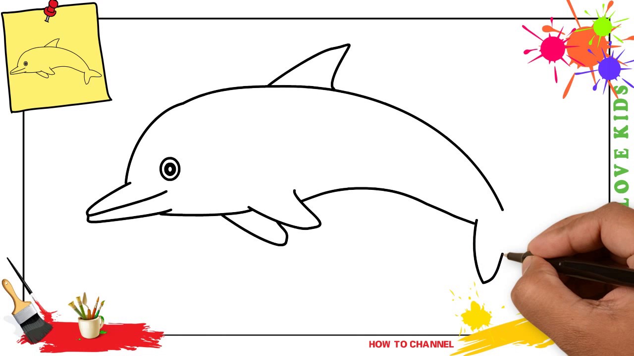 1280x720 How To Draw A Dolphin 3 Easy Amp Slowly Step By Step For Kids