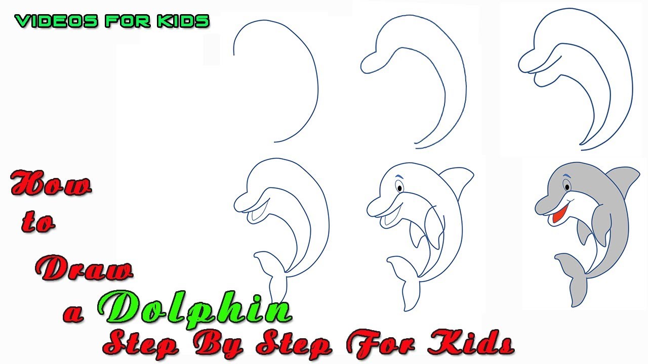 1280x720 How To Draw And Color A Dolphin Step By Step Videos For Kids Learn