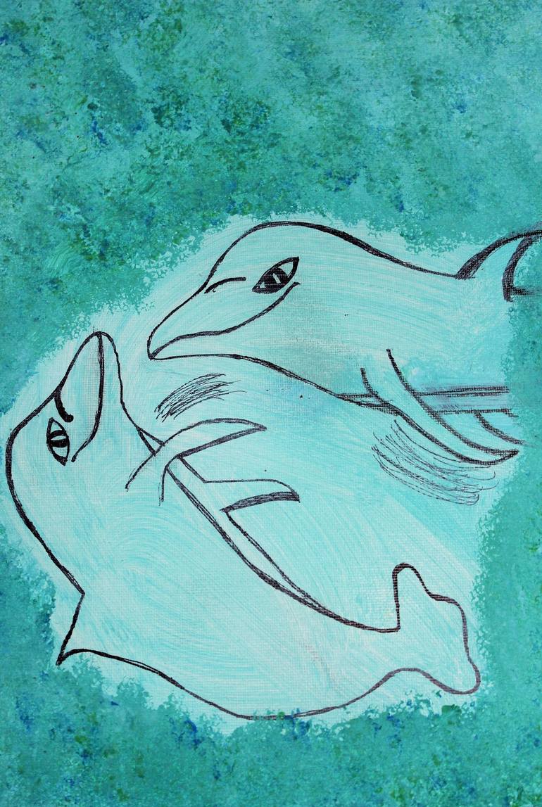 770x1147 Saatchi Art Playful Dolphins 2 Drawing By Connie Ann Lapointe