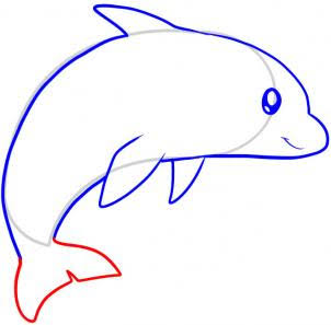 302x297 How To Draw A Cute Dolphin