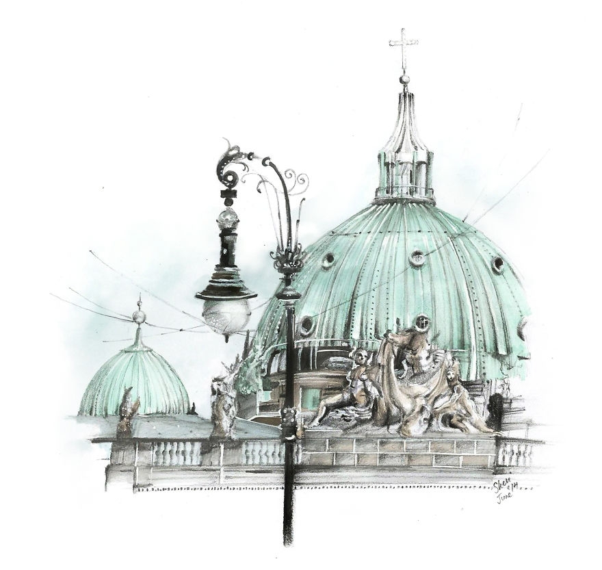 880x833 Berlin Dome. Drawing Architectural Buildings To Relax. To See More