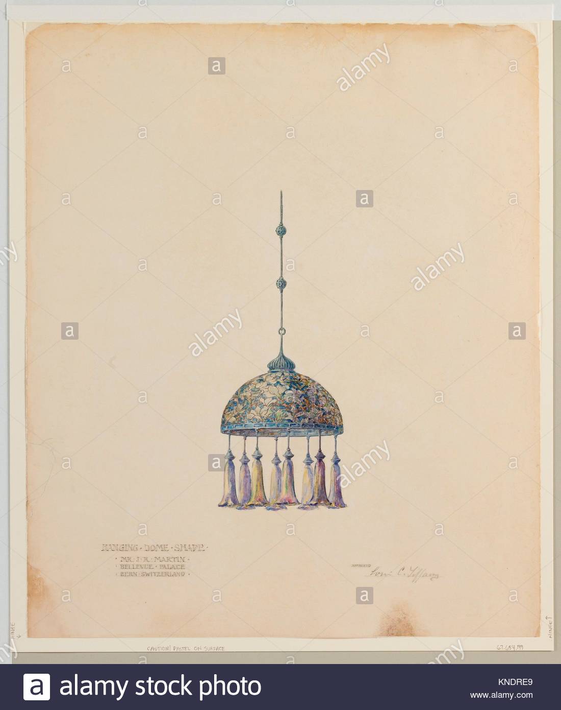 1100x1390 Drawing For Hanging Dome Shade. Artist Louis Comfort Tiffany