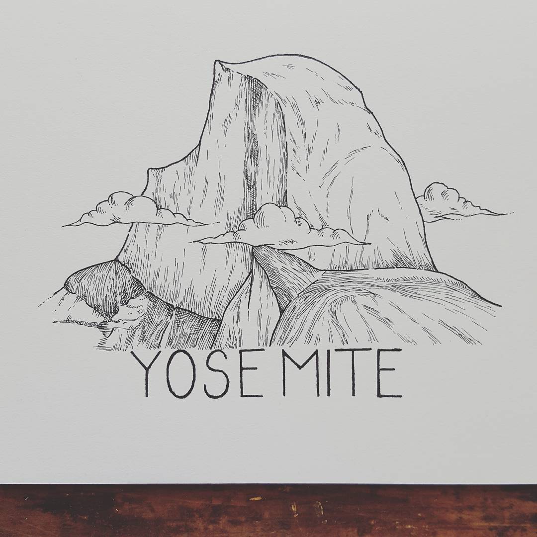 1080x1080 Half Dome In Yosemite Art Illustrations Half