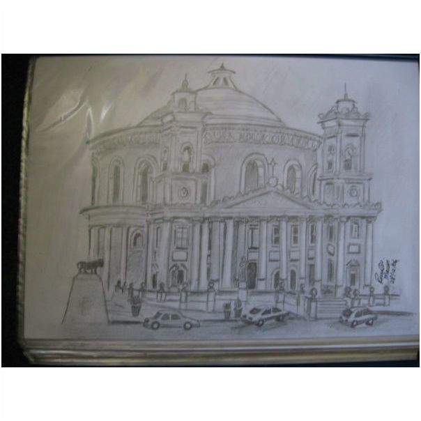 604x604 Pencil Drawing Mosta Dome Church Malta Done In 28122006